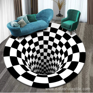 American black white grid 3D stereo vision carpet